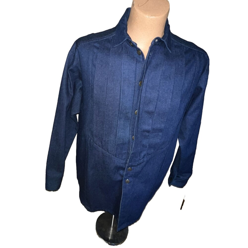 Vintage 80s Liz E. Parker Texas Blue Denim Pleated Front button-down Size Medium